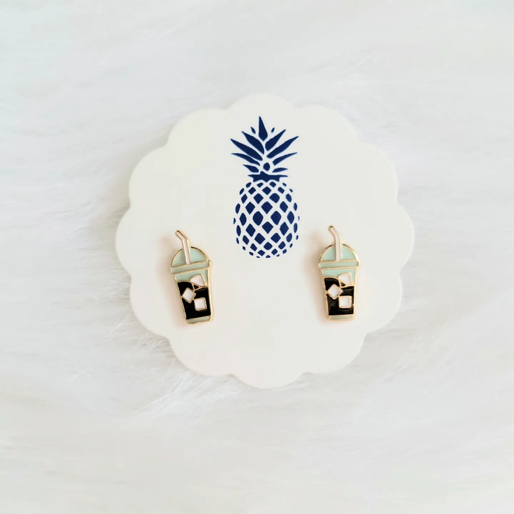 Enamel Iced Coffee Stud Earrings